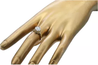 خاتم زركونيا 14 كارت من الذهب الأصفر أسلوب فينتاج vrc366y